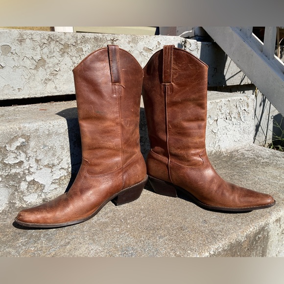 Naturalizer Leather Cowgirl Boots Brown Teal Floral Designs Women’s 9 - Picture 5 of 5
